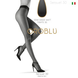 [3足セット]送料無料 【OROBLU】（オロブル）Sensuel（センセル）30インポートタイツ30デニールフラットシームコットンガゼットセミマットストッキング