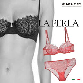 La Perla／ラ ペルラ　905073-12780　setLa Perla　STUDIOイタリア　ブラ＆ビキニショーツ直輸入イタリアインポートランジェリーノンパッドブラビキニショーツフラワー刺繍チュール