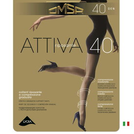 OMSA /オムサ【ATTIVA 40】riposanteイタリアインポートストッキング40デニール加圧タイツ2WAYストレッチつま先補強タイプフラットシームコットンマチ