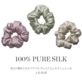 ☆【2営業日内発送】100%ピュアシルクシュシュ Flavor Silk Collection ラグジュアリー ヘアアクセサリー シュシュ 3色展開 ヘアケア ギフトにも◎