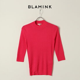 BLAMINK ブラミンク カシミヤシルク18Gリブショートスリーブニット{7913-106-0205-PNK-BAS}