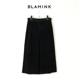 BLAMINK ブラミンク コットンコーディロイボックスプリーツスカート{7924-230-0180-BLK-AIA}