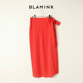 BLAMINK ブラミンク レーヨンストライプラップスカート{7924-230-0250-RED-BAS}