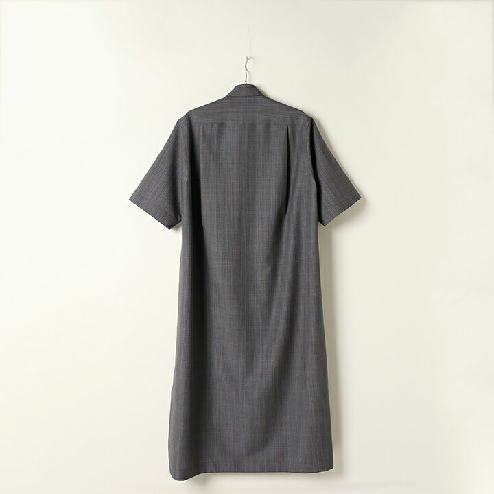 ブラミンク BLAMINK コットンリネン半袖ワンピース ロング 36 グレー  