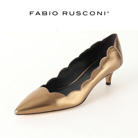 【50％offセール】FABIO RUSCONI ファビオルスコーニ 1170 LUXER スカラップローヒールポインテッドトゥパンプス{-AHA}