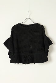 【50%OFFセール】グレースコンチネンタル｜GRACE CONTINENTAL メッシュフリルニットトップ{0121243025-27BLK-BAS}レディース おしゃれ トップス