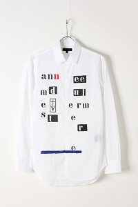 �y50%OFF�Z�[���zANN DEMEULEMEESTER �A���h�D�������X�e�[�� SHIRT COTONE WHITE+PRINT{2007-3601-120-001-WHT-BJS}