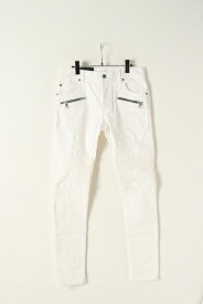 【30％offセール】BALMAIN バルマン BH1 PANTS DENIM BIKER SLIM WHT{-BJA}