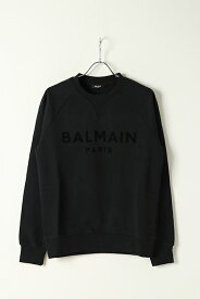 BALMAIN バルマン BH2 C&S SWEAT FLOCKY LOGO{11JQM05B042-OPA-BAS}