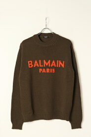 BALMAIN バルマン BH2 KNIT TOP LOGO MERINO{12MKD000K027-UCZ-BAA}