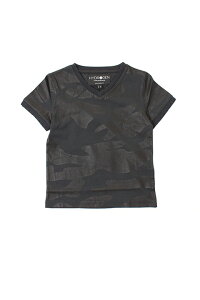 ��KIDS/BABY�� HYDROGEN KIDS �n�C�h���Q�� �L�b�Y BLACK CAMO V NECK TSHIRT{212-10441001-155-AEA}