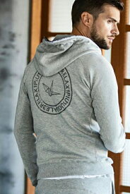 【40%OFFセール】1piu1uguale3 RELAX ウノピゥウノウグァーレトレ リラックス サークルロゴパイピングパーカー{USO-24026-TGRY-BDS}