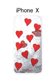 【60%OFFセール｜8,470円→3,388円】 IPHORIA アイフォリア Transparent with Floating Red Hearts【リキッドコレクション】【iPhone X】{-AHS}