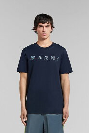 【24SS新作】MARNI マルニ オーガニックコットン製Tシャツ、Marniプリント入り{HUMU0198PQUSCW21FLB99-BDS}