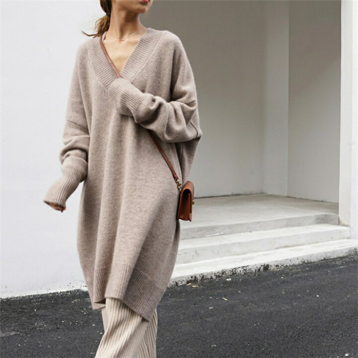 楽天市場】一部即納 ニット チュニック ワンピース レディース  