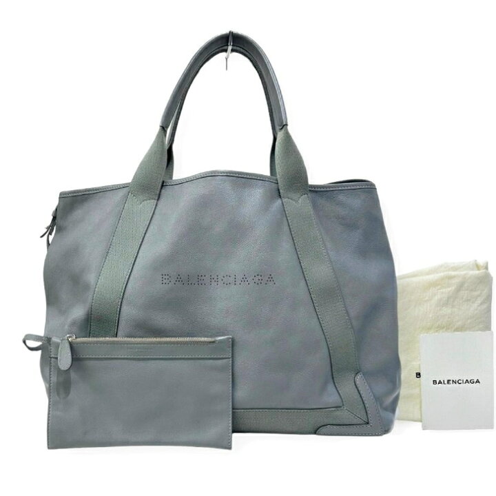 楽天市場】【中古】バレンシアガ ネイビーカバス M レザー トート  