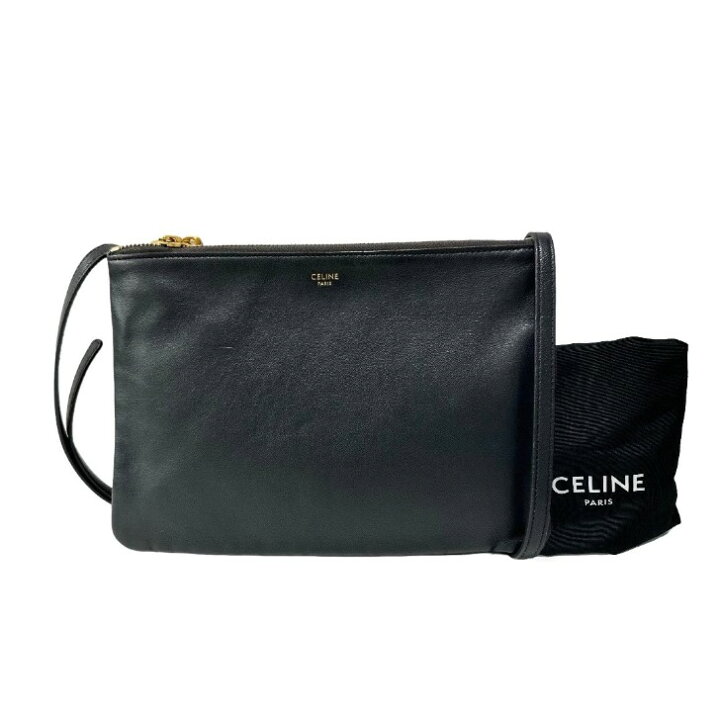 楽天市場】【中古】セリーヌ トリオ ラージ レザー ダークグレー 