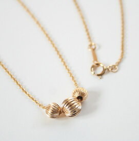 ゴールドフィルド デザインボール ネックレス（3粒）14KGF シンプル プチ ジュエリー ハンドメイド アクセサリー シンプル