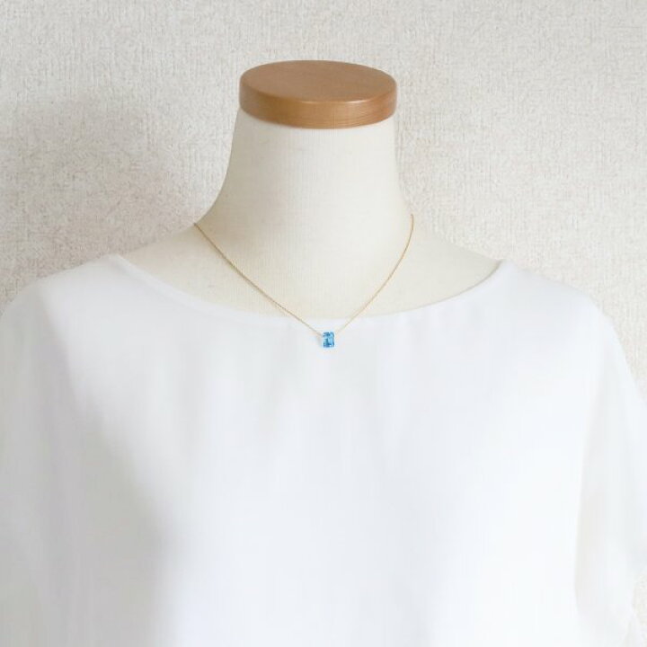 楽天市場】スイスブルートパーズ 一粒 ネックレス（レクタングル 