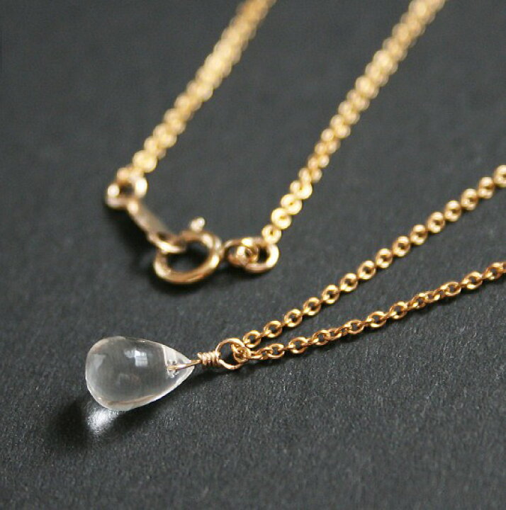 楽天市場】【再入荷】雫 クリスタル（水晶） 一粒 ネックレス 14KGF 