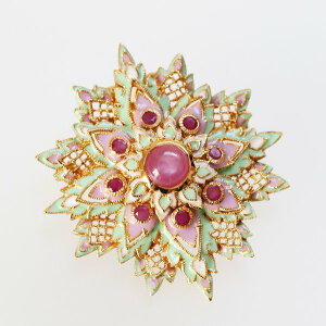 スタールビー エナメル ブローチ ペンダントトップ(2Way)SV925 K22GP 兼用 ゴールド 天然石ジュエリー アクセサリー ネックレス 7月誕生石 コスチュームジュエリー インポートジュエリー タイ