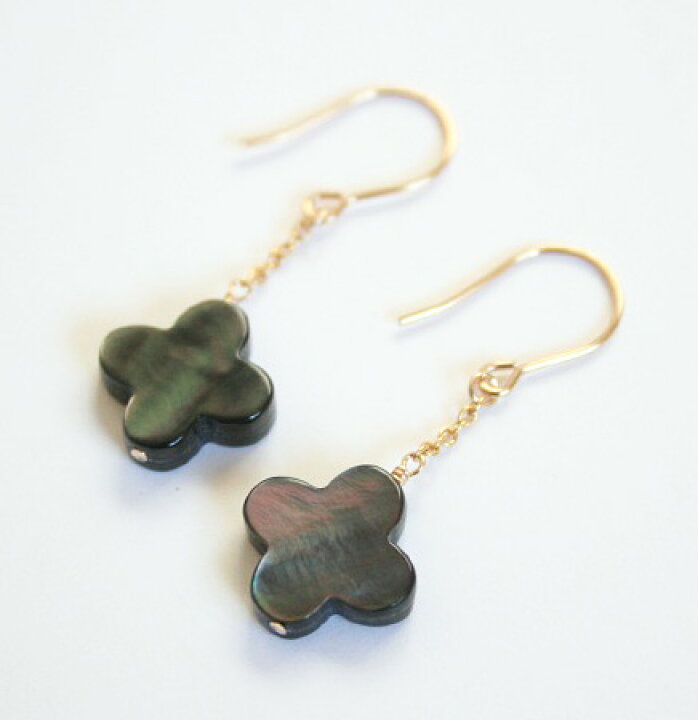 楽天市場】【再入荷】フラワー シェル 一粒 ピアス（ブラック）14KGF 