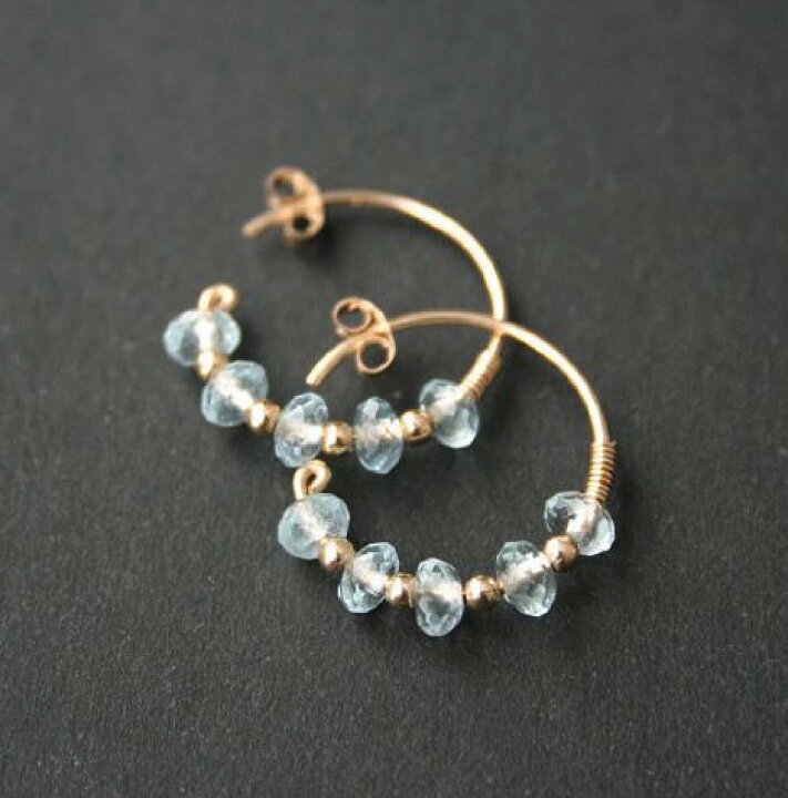 楽天市場】【再入荷】アクアマリン フープピアス（S）14KGF 天然石 