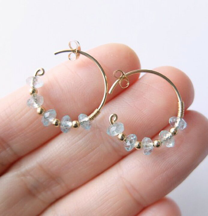 楽天市場】【再入荷】アクアマリン フープピアス（S）14KGF 天然石 