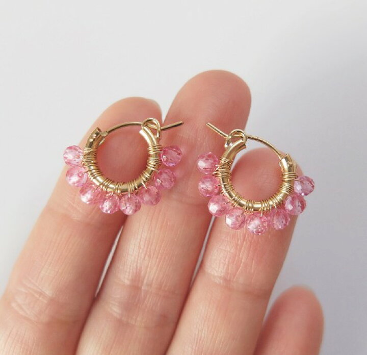 楽天市場】ピンク トパーズ フープピアス（SS）14KGF ラウンド カット  