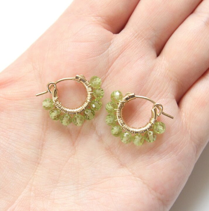 楽天市場】ペリドット フープピアス（SS）14KGF 天然石 アクセサリー 