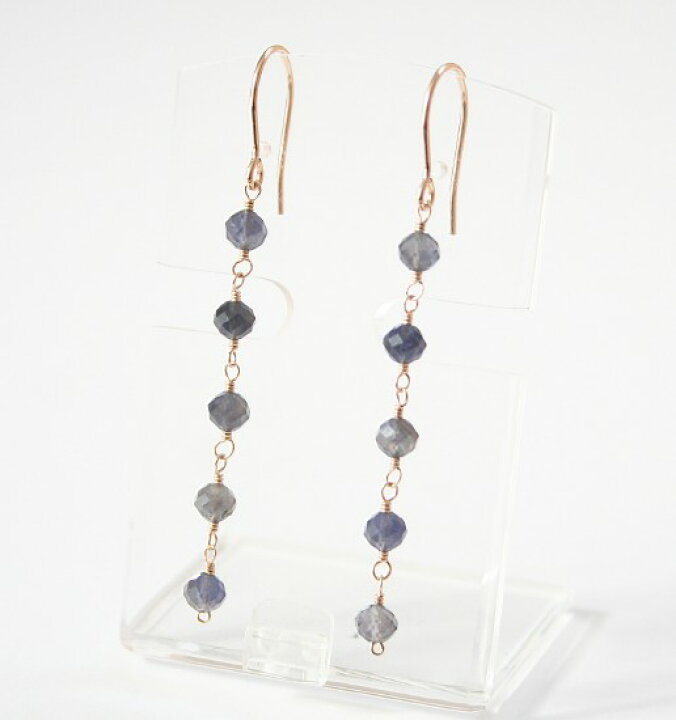 楽天市場】【再入荷】アイオライト Iライン ピアス 14KGF 天然石 