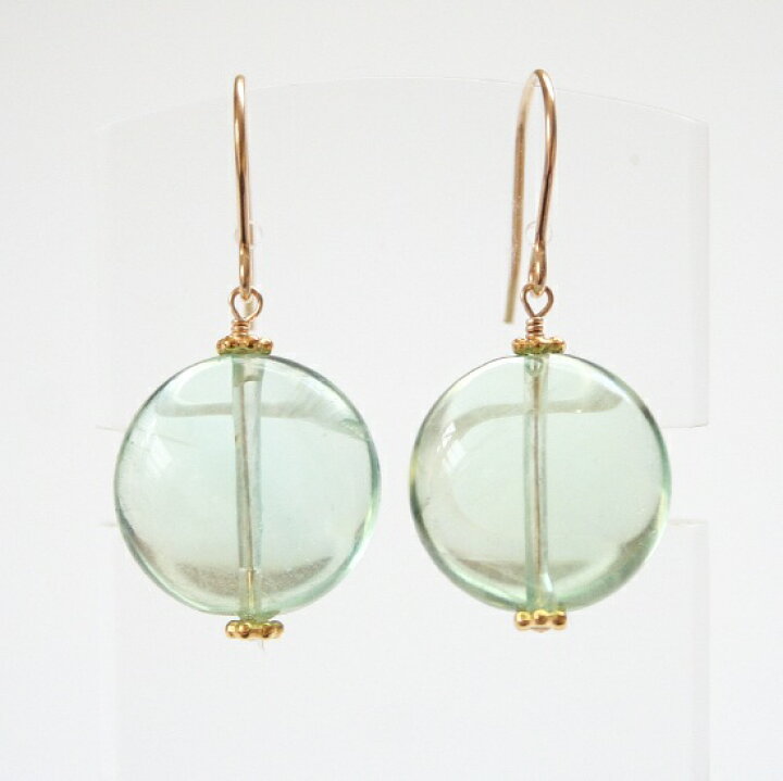 楽天市場】【再入荷】グリーンフローライト 一粒 ピアス（コイン 