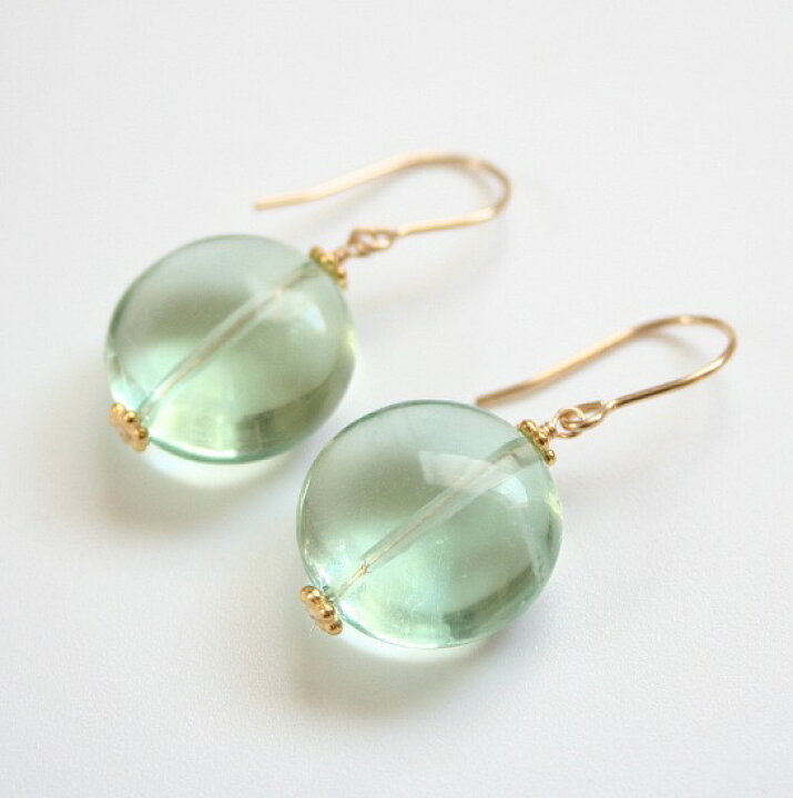 楽天市場】【再入荷】グリーンフローライト 一粒 ピアス（コイン 