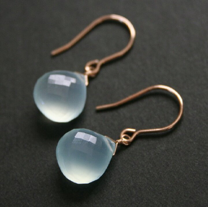 楽天市場】シーブルー カルセドニー 一粒 ピアス（高品質 マロンカット  