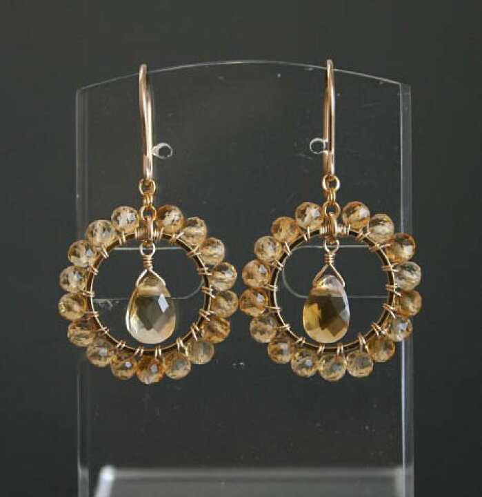 楽天市場】【SALE】シトリン デザインピアス 14KGF 天然石アクセサリー 