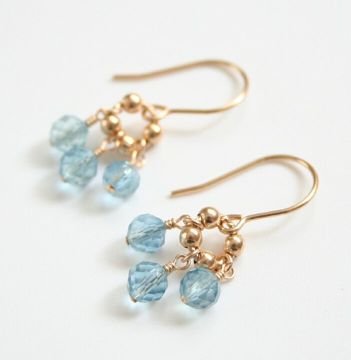 楽天市場】【再入荷】アクアマリン シャンデリア ピアス 14KGF 天然石 