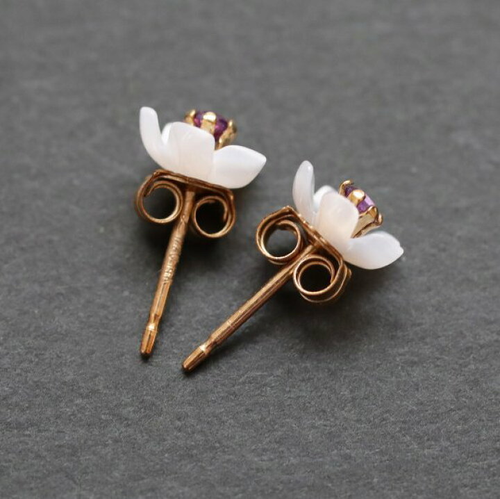楽天市場】フラワーシェル アメジスト ピアス 14KGF 2way スタッド 