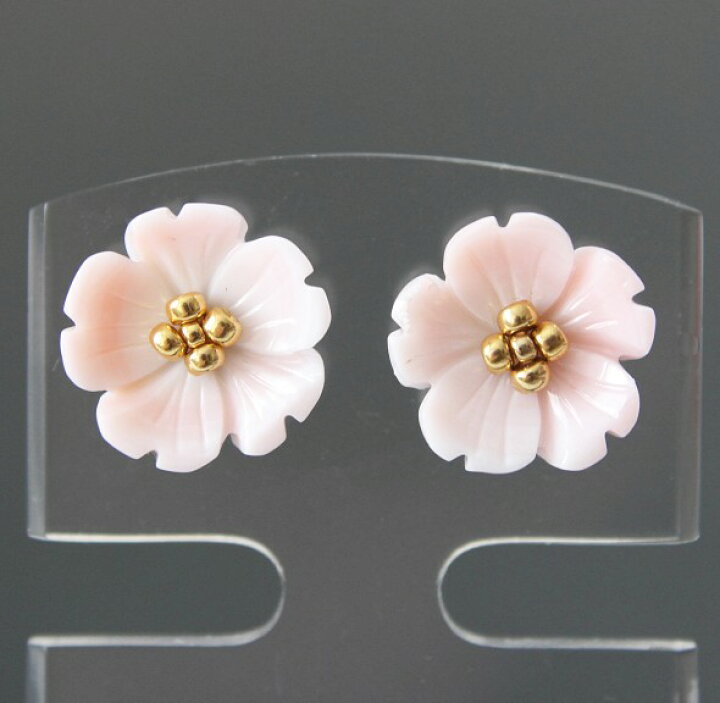 楽天市場】クィーンコンクシェル フラワー 一粒 ピアス 14KGF スタッド  