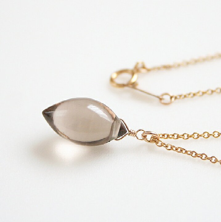 スモーキークォーツ 一粒 ネックレス プレーンマーキス 14KGF 天然石アクセサリー ゴールドフィルド ジュエリー 煙水晶 ハンドメイド 高品質 宝石質 ブラウン 天然石アクセサリーLink