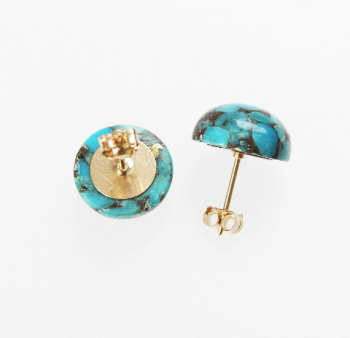 楽天市場】【再入荷】コッパー ターコイズ 一粒 ピアス（ラウンド 