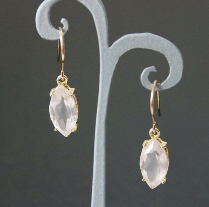 楽天市場】ローズクォーツ 一粒 ピアス（マーキスカット）14KGF 天然石  