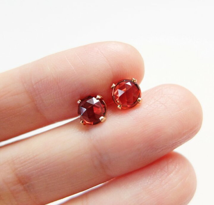 楽天市場】【再入荷】ガーネット 一粒 ピアス（ローズカット）14KGF 