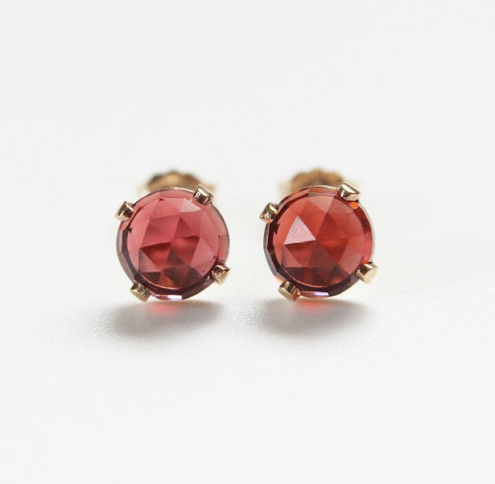 楽天市場】【再入荷】ガーネット 一粒 ピアス（ローズカット）14KGF 
