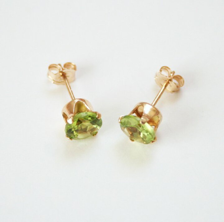 楽天市場】【再入荷】ペリドット 一粒 ピアス（スタッドピアス）14KGF 