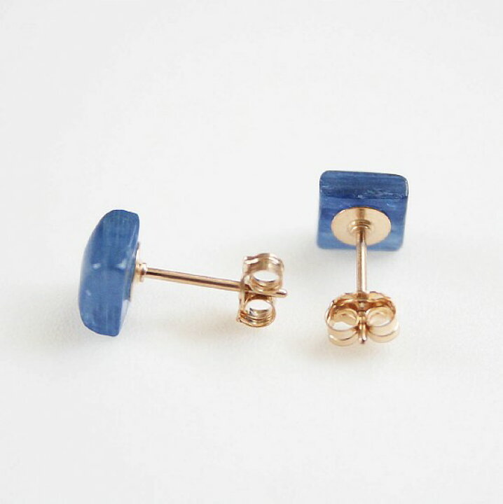 楽天市場】【再入荷】カイヤナイト 一粒 ピアス（スクエア S）14KGF 