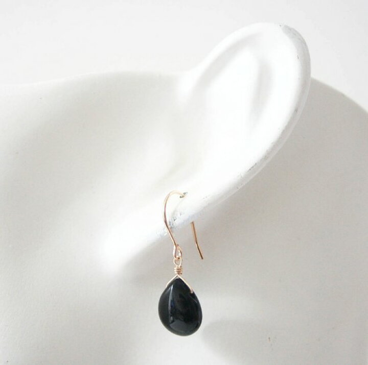楽天市場】モリオン 一粒 ピアス（黒水晶）14KGF 天然石 アクセサリー 