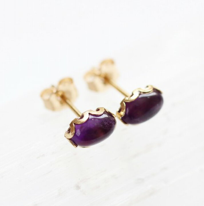 楽天市場】【SALE】アメジスト 一粒 ピアス（オーバル）スタッド 14KGF 