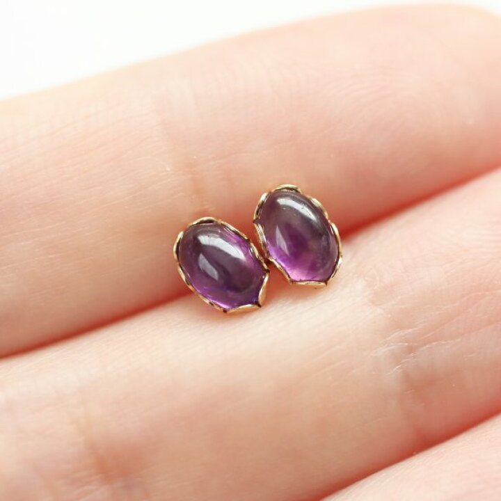 楽天市場】【SALE】アメジスト 一粒 ピアス（オーバル）スタッド 14KGF 