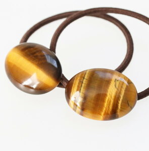 各1点もの タイガーアイ ヘアゴム(オーバル)ゴムブレスレット 2way ヘアアクセサリー 髪飾り 天然石 アクセサリー リーズナブル 大粒 カボション シンプル 虎目石 ブラウン イエロータイガ