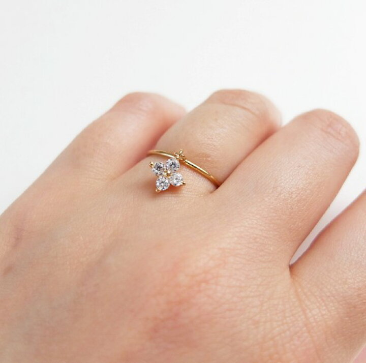 楽天市場】【SALE】キュービック フラワー チャームリング（A）指輪  